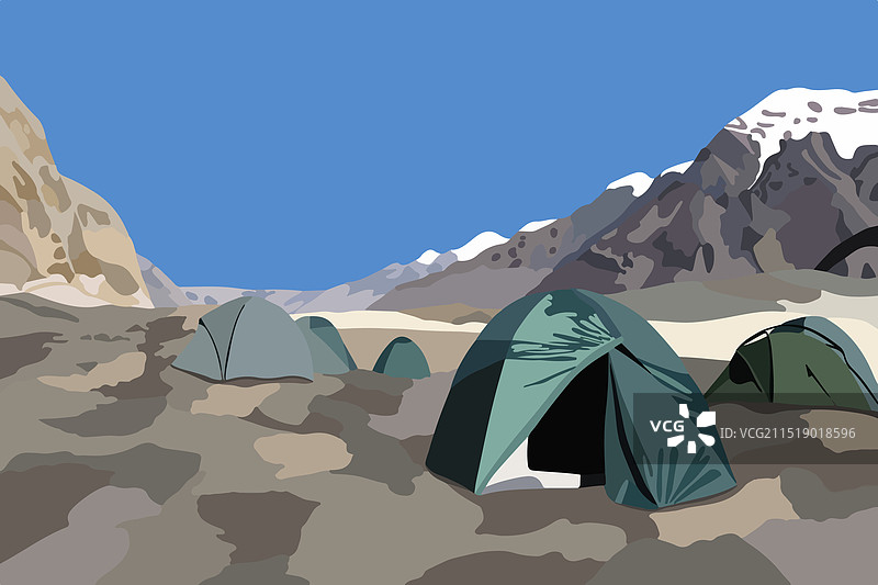 天山山脉中的露营地图片素材