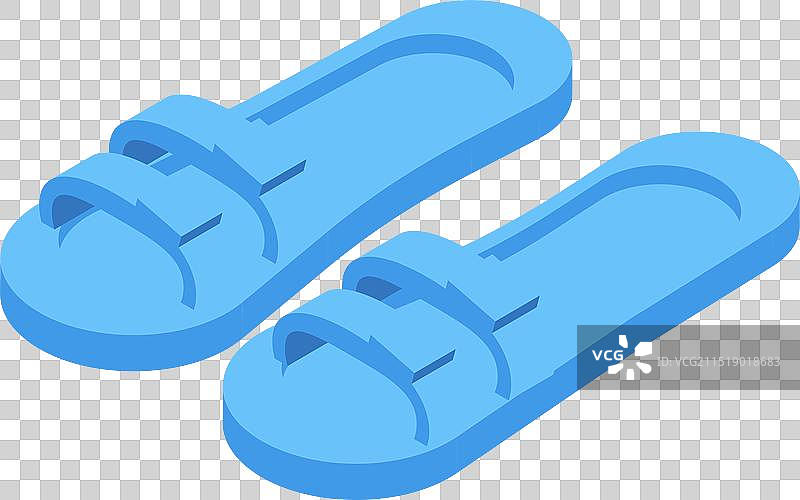 代表夏季假期的蓝色橡胶拖鞋图片素材
