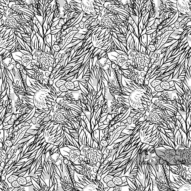 黑白无缝线条艺术图案图片素材