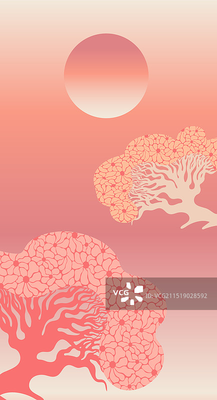 东方风格海报樱花盛开图片素材