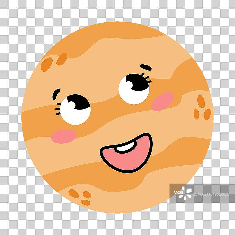 金星卡通形象，有眼睛和微笑图片素材