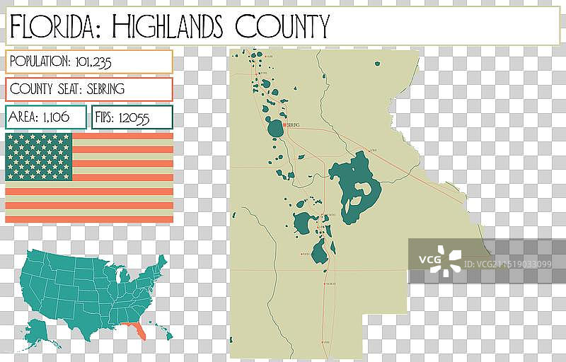 美国佛罗里达州高地县地图图片素材