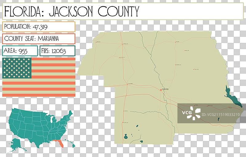 美国佛罗里达州杰克逊县地图图片素材