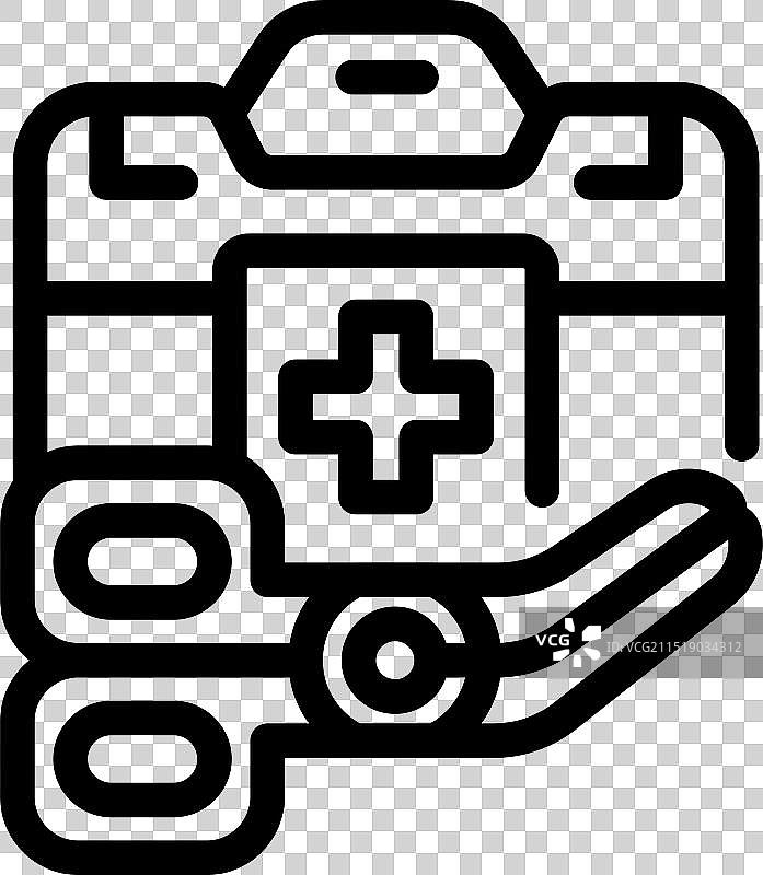 手持带有医疗十字标志的急救箱图片素材