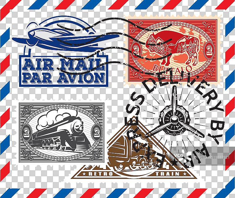 不同邮票模板合集图片素材