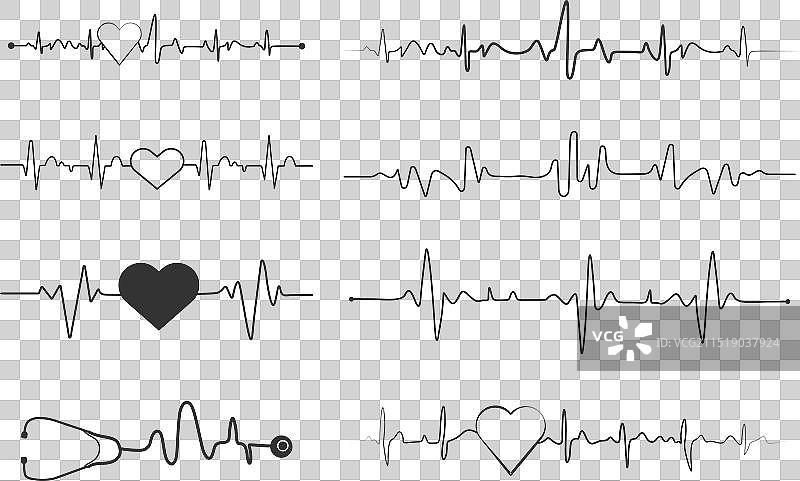 心跳svg心跳剪影心电图图片素材