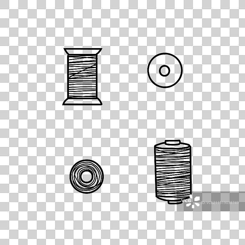 缝纫线轴顶部和侧视图图片素材