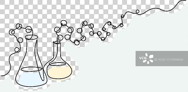 带有分子概念的化学烧瓶设备图片素材
