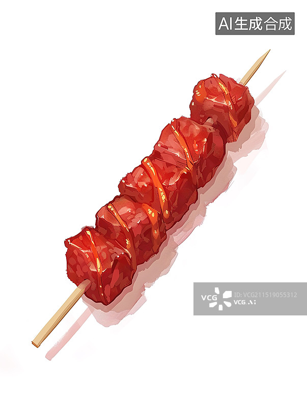 【AI数字艺术】白色背景下的烤肉插画图片素材