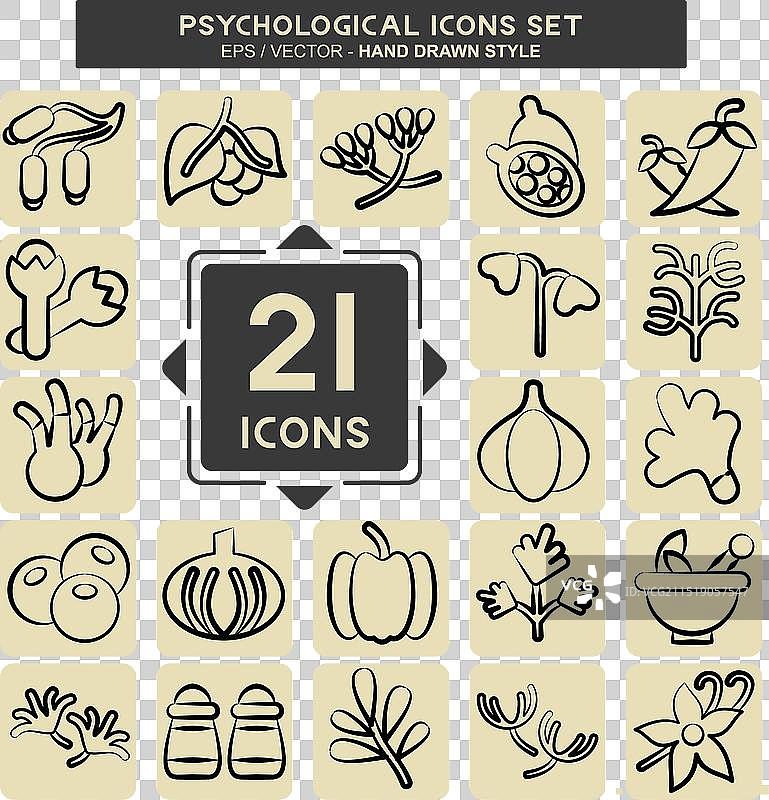 香草香料蔬菜相关图标集图片素材