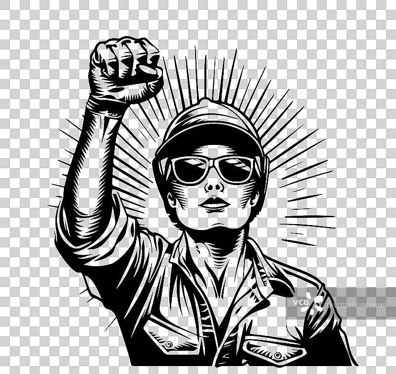 建筑工人面部的女人图片素材