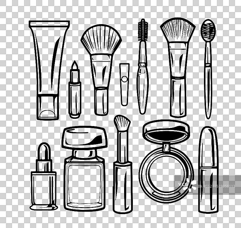 化妆品手绘线条画图片素材