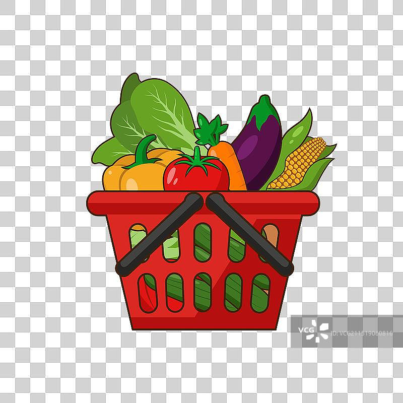 装满新鲜花园蔬菜的购物篮图片素材