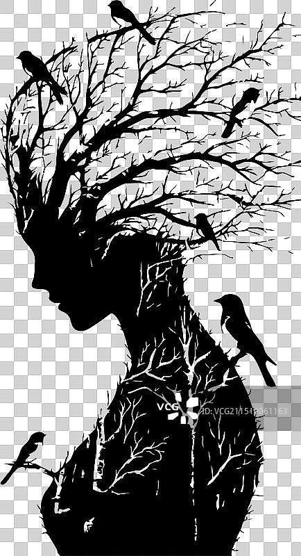 用恐怖又美丽的人类剪影制作图片素材