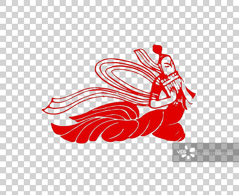 飞天，神女，敦煌，中国风，剪纸，春节，过年，传统文化，设计元素图片素材