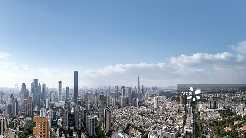 航拍南京新街口CBD城市景观全景大画幅图片素材