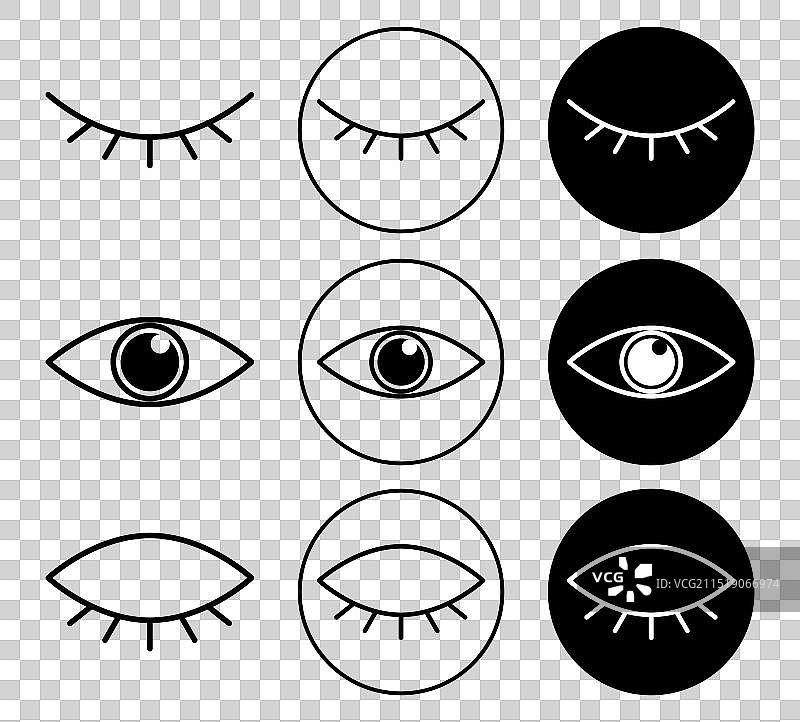 眼睛睁开和闭合图标轮廓扁平图标图片素材