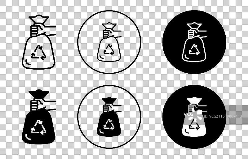 手持垃圾袋图标轮廓扁平图标图片素材