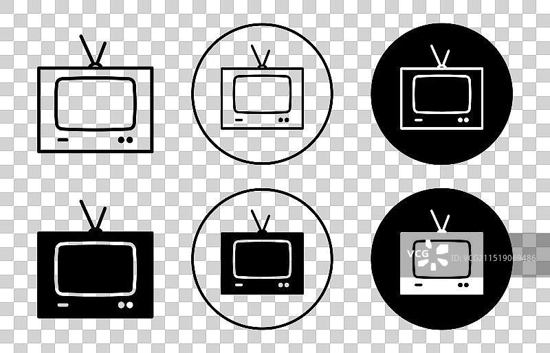 老式电视机图标轮廓扁平图标图片素材