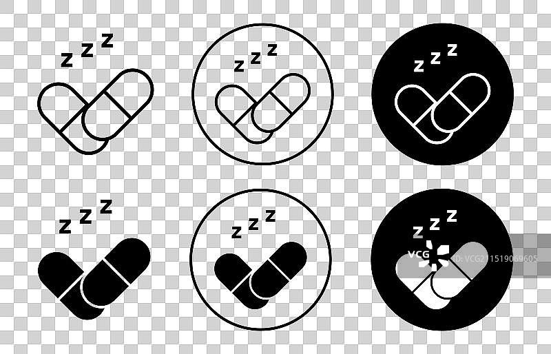 安眠药轮廓扁平图标图片素材