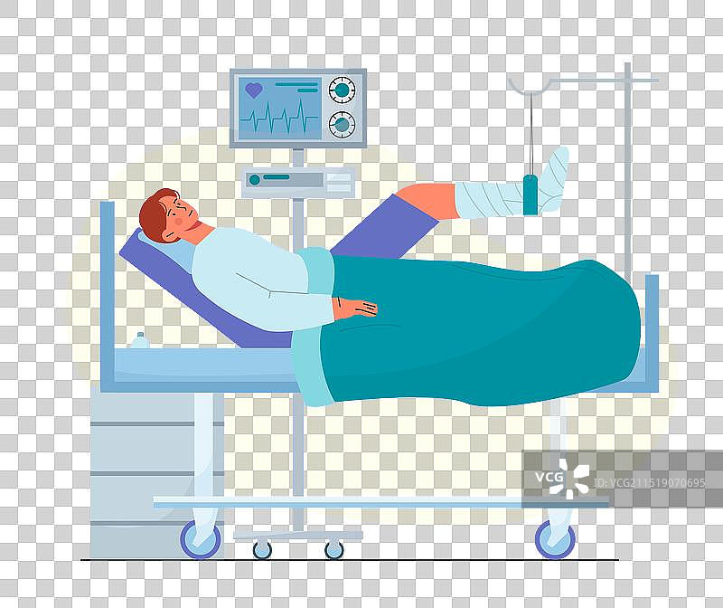 腿部骨折的年轻男人图片素材