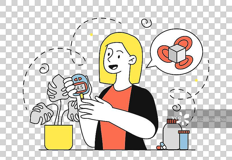 患有糖尿病的年轻女孩概念图片素材