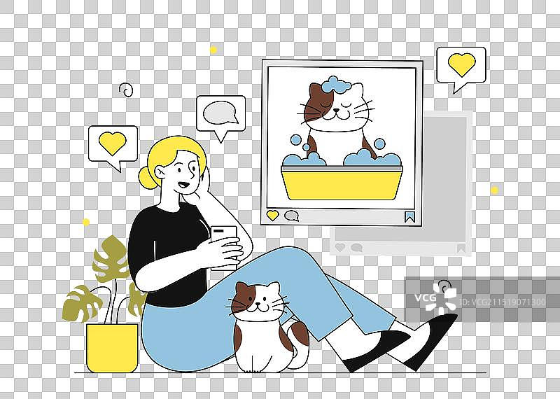 发布社交媒体帖子的年轻女孩图片素材