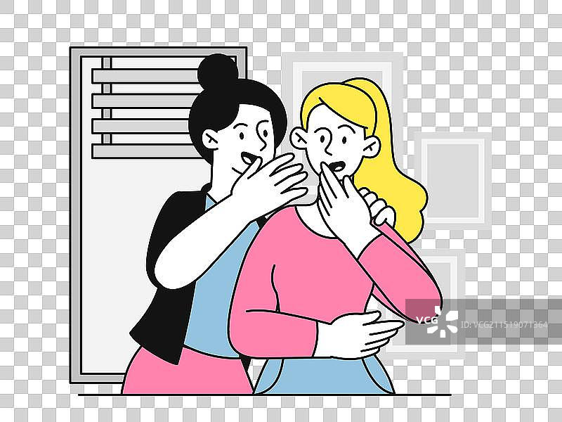 女人分享秘密，小女孩和朋友闲聊图片素材