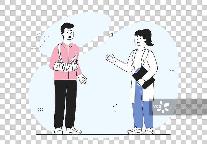 医生为手臂骨折的病人诊治图片素材