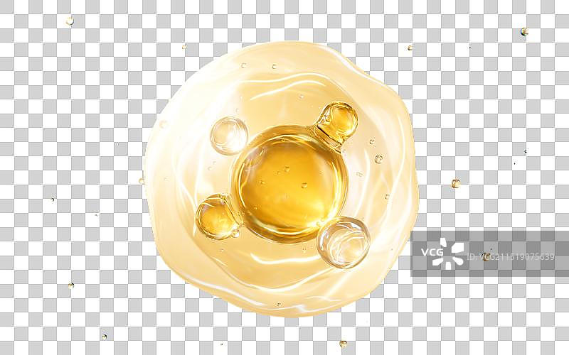 金色透明的细胞结构护肤主题3D渲染图片素材