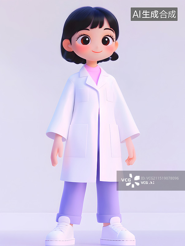 【AI数字艺术】一个穿白大褂的女医生三维图形图片素材