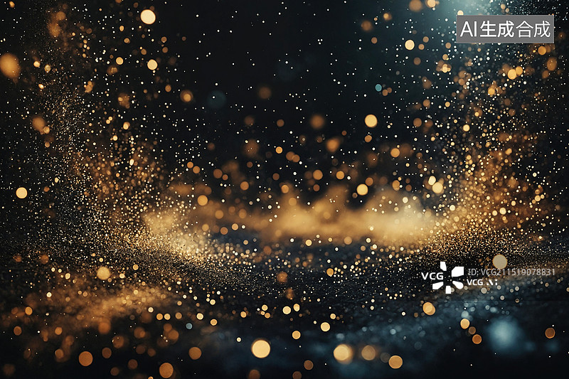 【AI数字艺术】金色粒子的梦幻空间图片素材