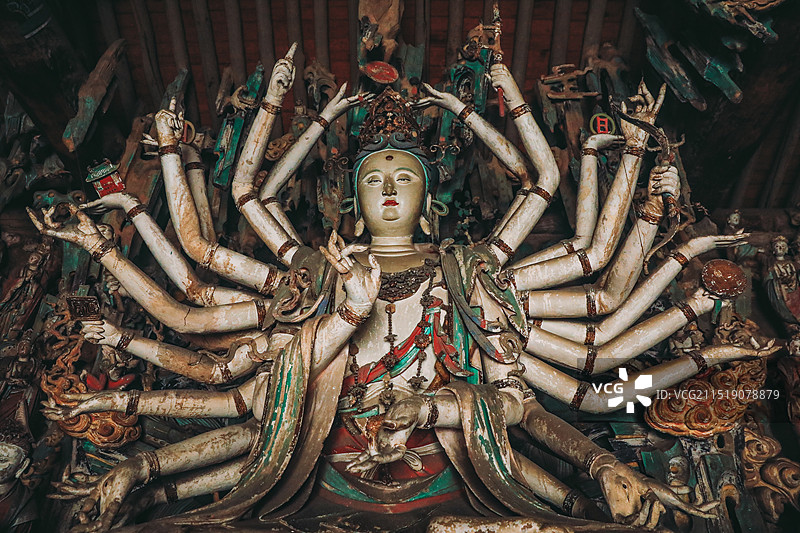 山西平遥双林寺彩塑佛像塑像双林寺群雕古建图片素材