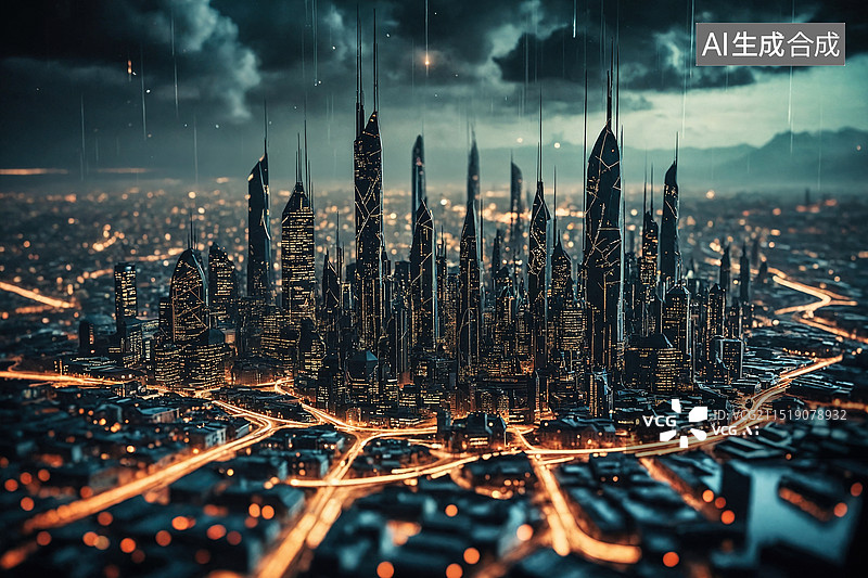 【AI数字艺术】未来都市夜景图片素材