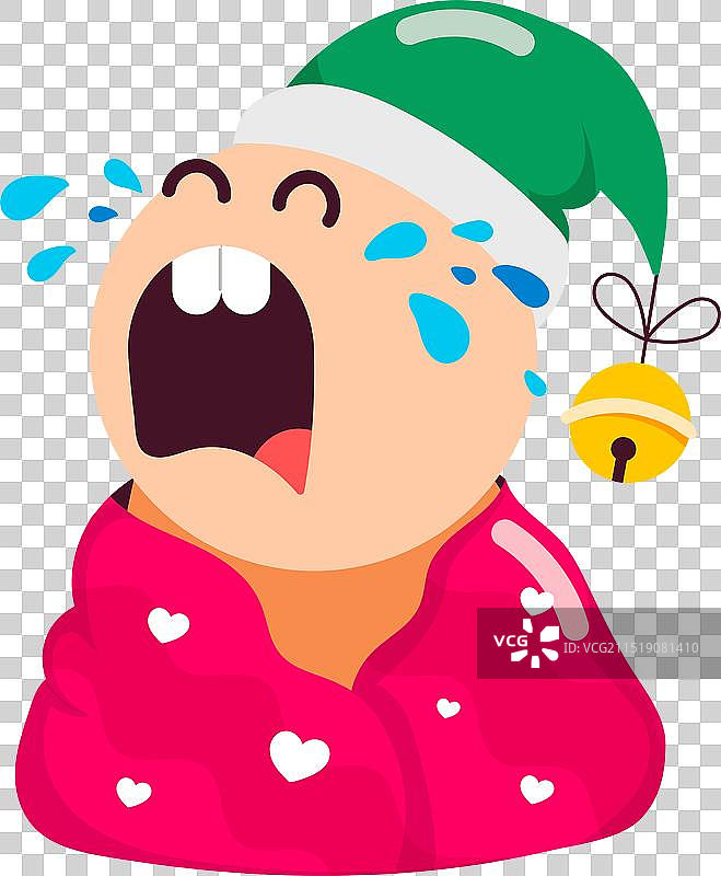 戴着圣诞帽的哭泣卡通漫画weba风格图片素材