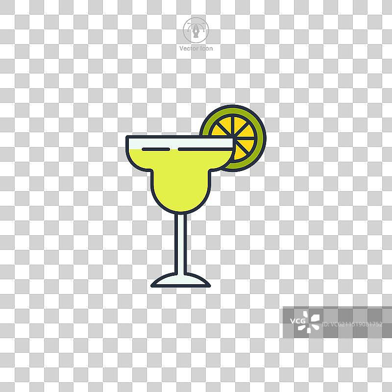 玛格丽特酒杯和青柠切片图标图片素材