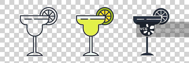 玛格丽特酒杯和青柠切片图标图片素材