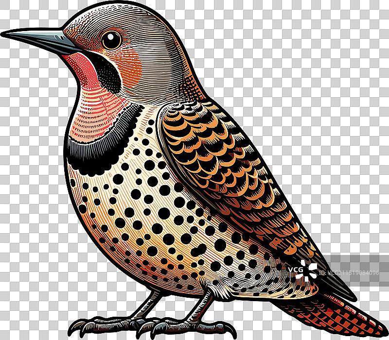 北扑翅鴷（白底）图片素材