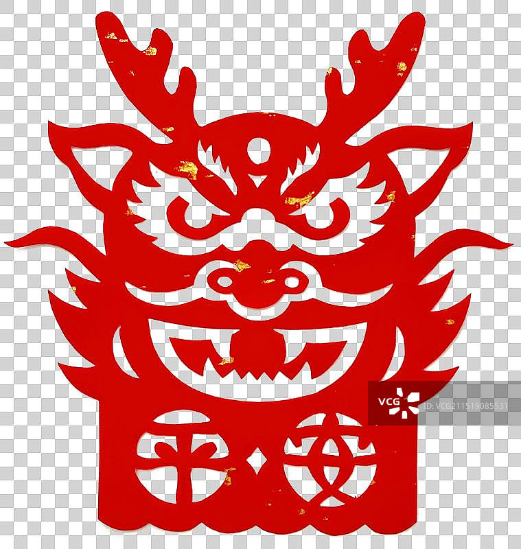 龙年剪纸系列之《平安猛龙》图片素材