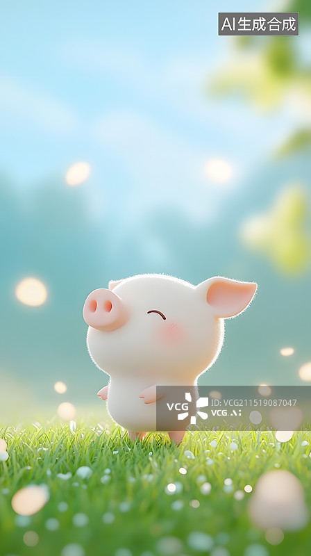 【AI数字艺术】十二生肖可爱风壁纸：猪图片素材
