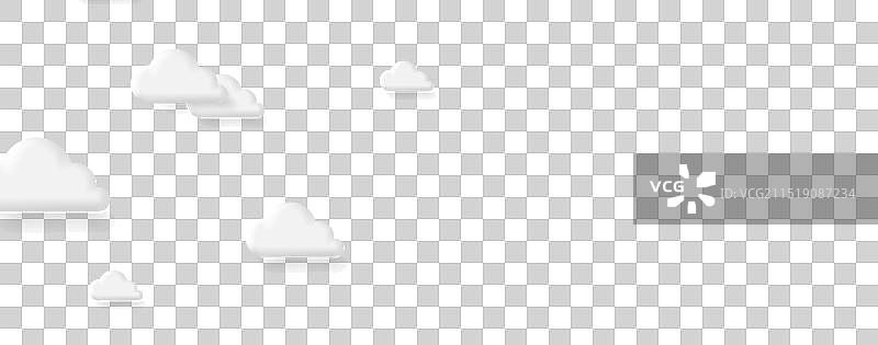 蓝色背景上的3D卡通白云图片素材