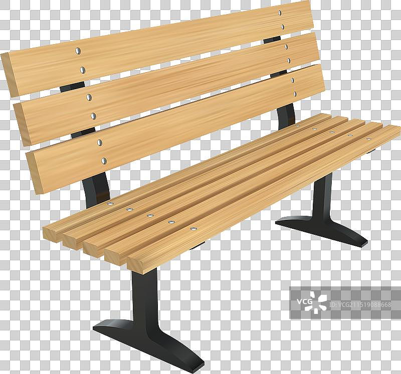 逼真的木制公园长椅透视图片素材