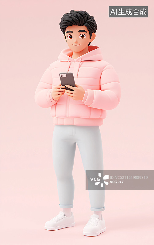 【AI数字艺术】打游戏3D角色五四青年节潮流人物概念插图图片素材