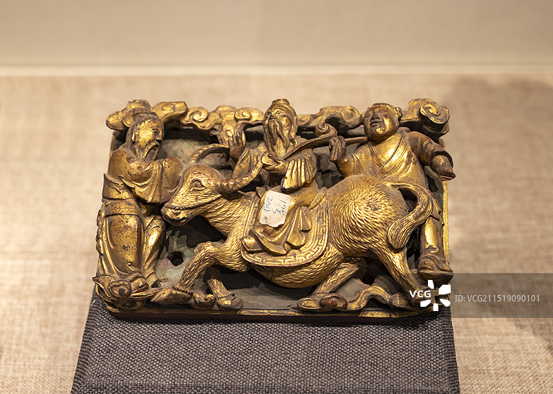 清金漆木雕老子出关图梁托 福建博物院图片素材