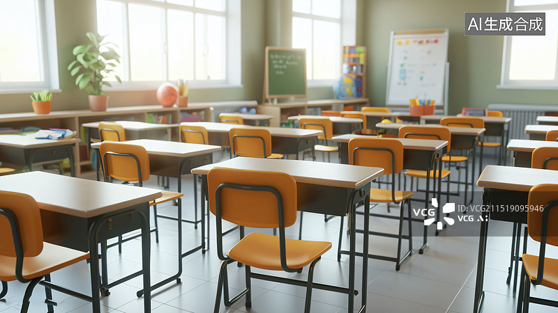 【AI数字艺术】学校室内教室图片素材