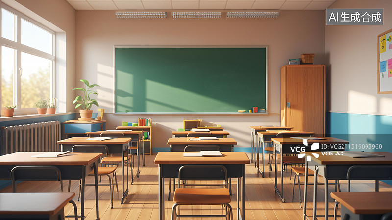【AI数字艺术】学校室内教室图片素材