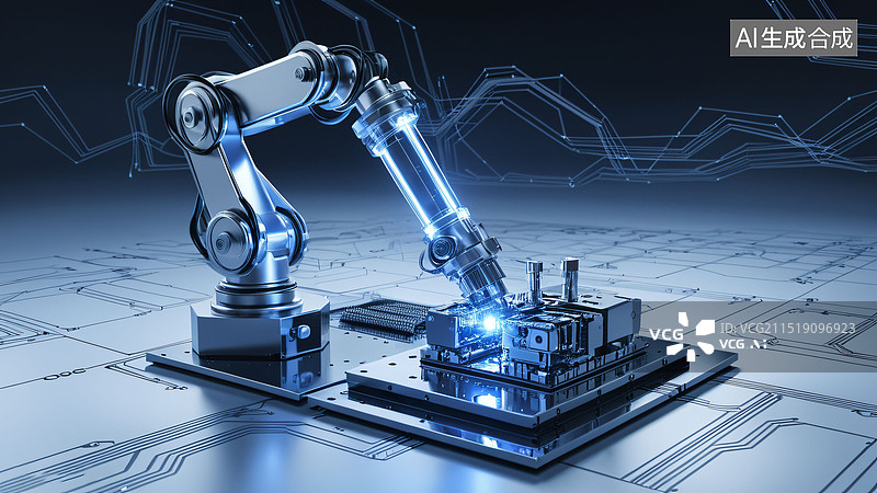 【AI数字艺术】机械臂自动化图片素材