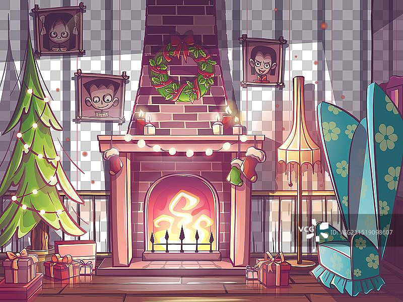 彩色经典砖砌壁炉图片素材
