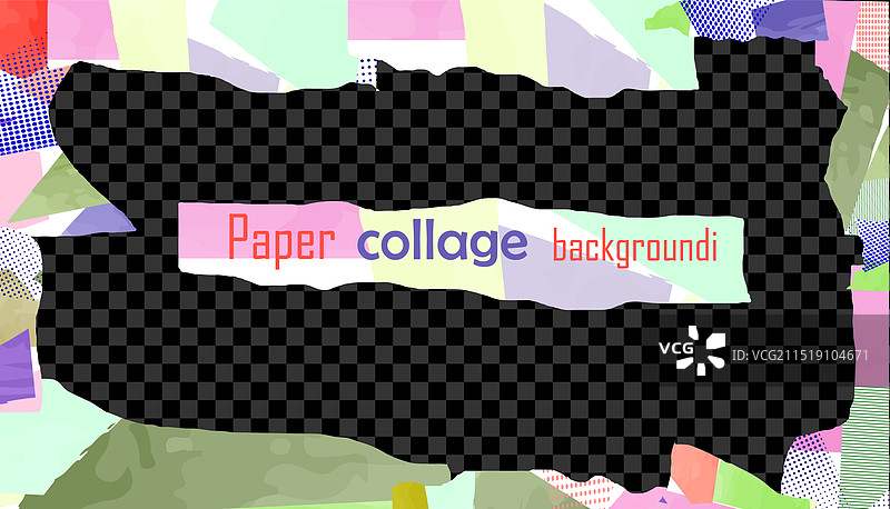 黑色背景上的纸拼贴图片素材