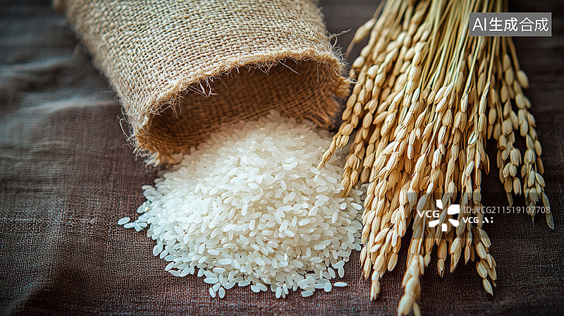 【AI数字艺术】大米和米饭的特写镜头图片素材
